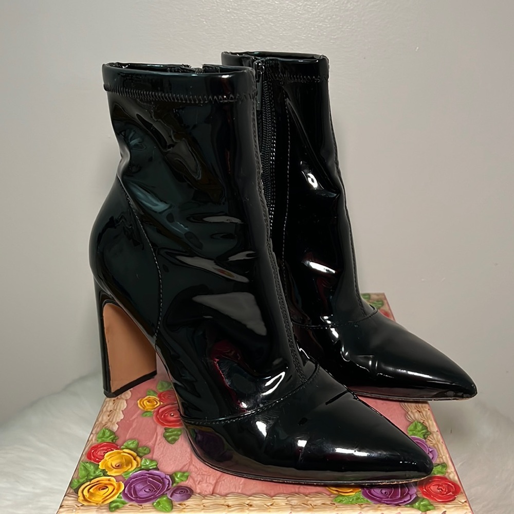 Briyanne Black Stretch Patent Leather Booties